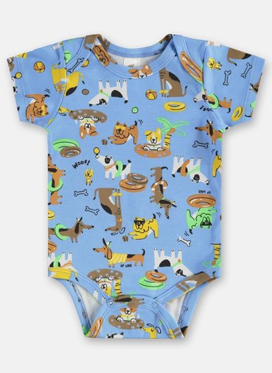 Body em Suedine Essentials Estampado para Bebê Menino (Azul Claro) Up Baby