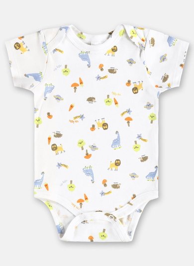 Body em Suedine Essentials Estampado para Bebê Menino (Branco) Up Baby