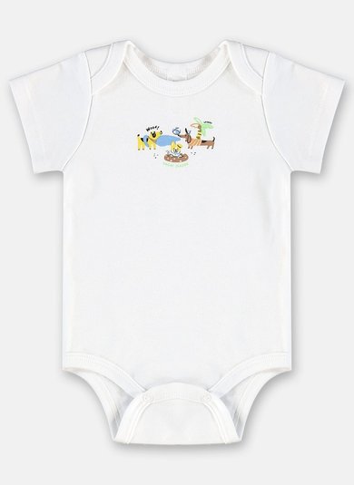 Body Estampado para Bebê Menino em Suedine Essentials (Branco) Up Baby