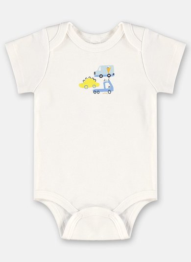 Body Estampado para Bebê Menino em Suedine Essentials (Off White) Up Baby