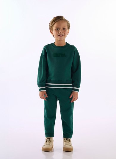 Conjunto Infantil Blusão e Calça em Molecotton Verde