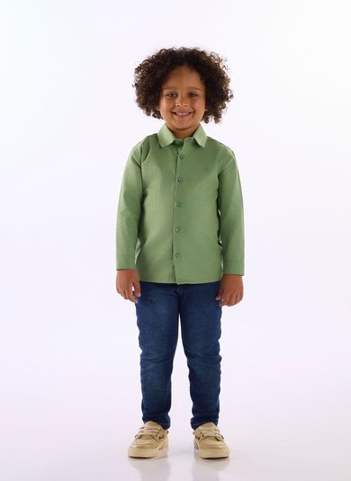 Camisa Infantil Clássica em Algodão Verde