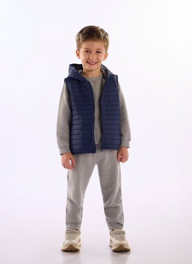 Colete Infantil Puffa Dupla Face Azul Marinho