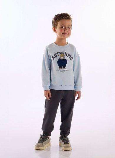 Conjunto de Moletom Quentinho Infantil Menino Azul Claro