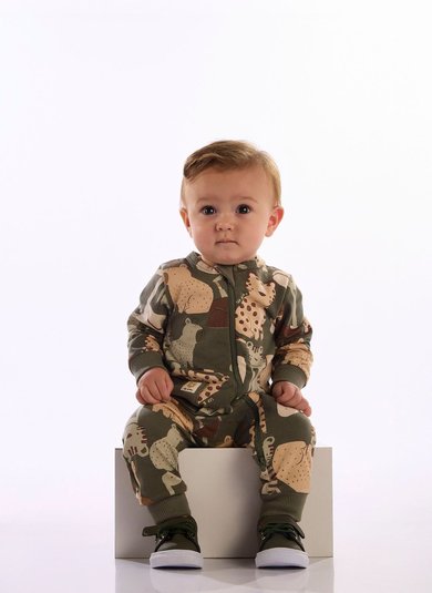 Macacão Bebê Saruel em Super Cotton Felpado Verde