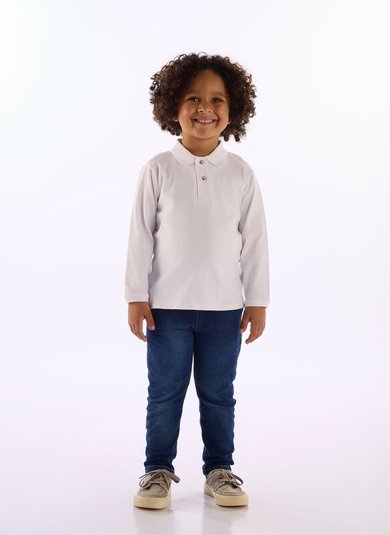 Polo Infantil para Menino em Piquet Branco