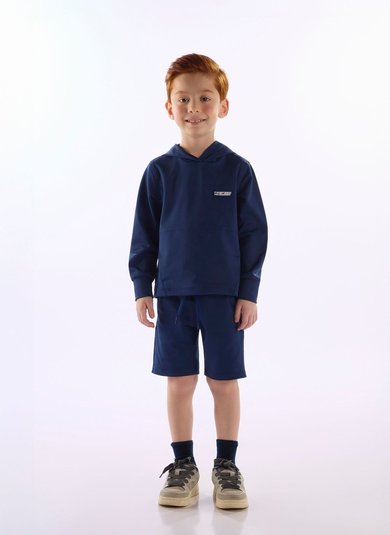 Conjunto Infantil Masculino Blusão e Bermuda Uv50+ Azul