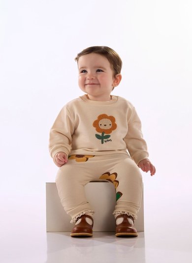 Conjunto Infantil para Bebê Moletom sem Felpa Marrom