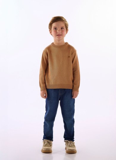 Blusão Infantil para Menino em Tricot Bege
