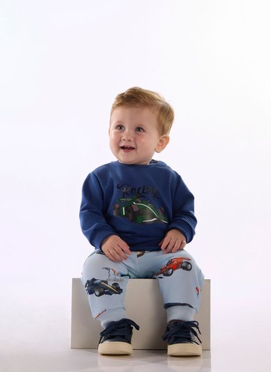 Conjunto Infantil Racing com Estampa Digital Azul