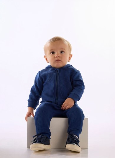 Conjunto Bebê Menino Jaqueta com Orelhinhas e Calça Matelassê Azul