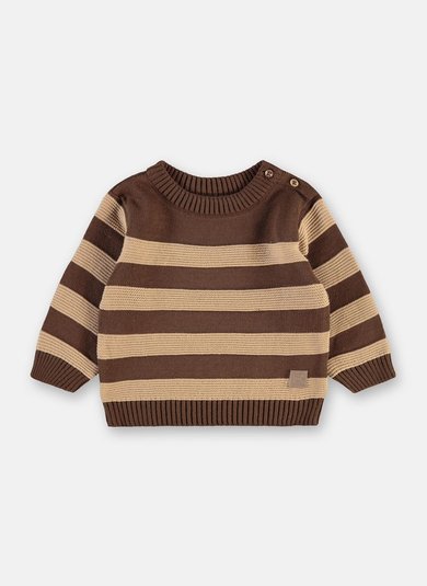 Blusão Tricot Bebê Menino Listrado Marrom