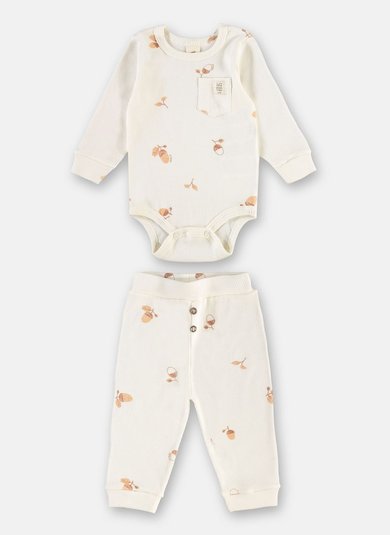 Conjunto para Bebê Unissex com Body e Calça Off White