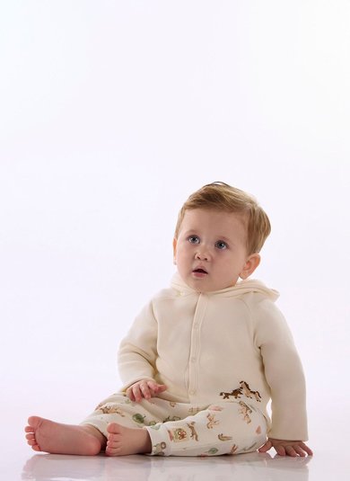 Conjunto Bebê com Cardigan e Calça em Suedine Premium Off White