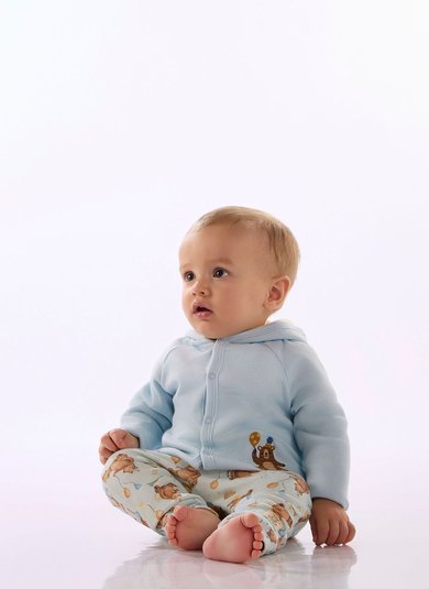 Conjunto Bebê com Cardigan e Calça em Suedine Premium Azul