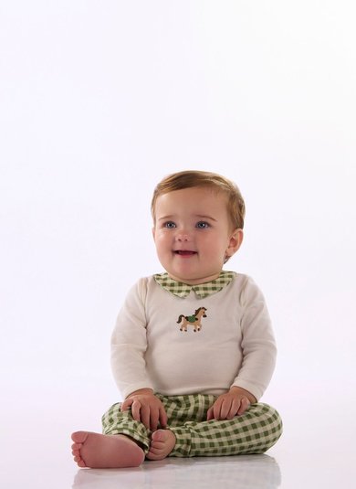 Conjunto Bebê Menino com Body e Calça em Suedine Premium Off White