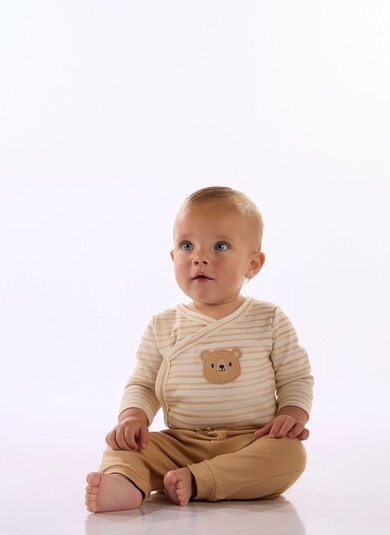Conjunto Bebê Menino com Body Ursinho e Calça Multicolor