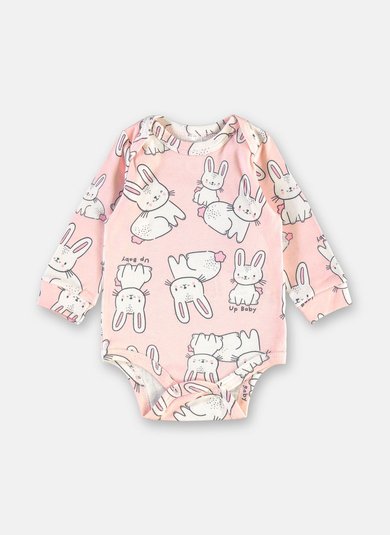 Body para Bebê Menina Estampado Rosa Claro