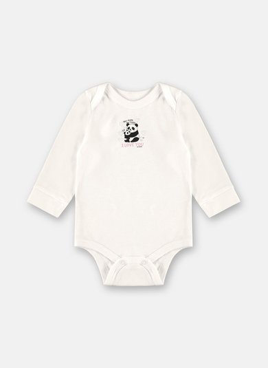 Body para Menina Bebê Manga Longa Off White