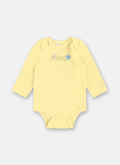 Body para Menina Bebê Manga Longa Amarelo