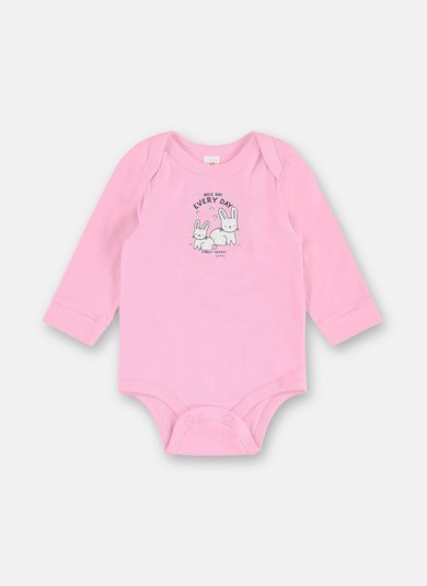 Body para Menina Bebê Manga Longa Rosa