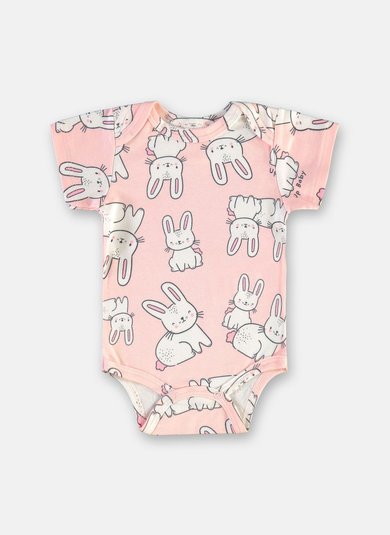 Body Bebê Menina em Suedine Estampado Multicolor