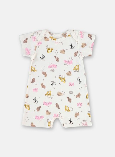 Macaquinho Bebê Menina em Suedine Estampado Multicolor