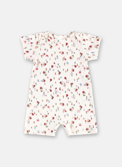 Macaquinho Bebê Menina em Suedine Estampado Multicolor