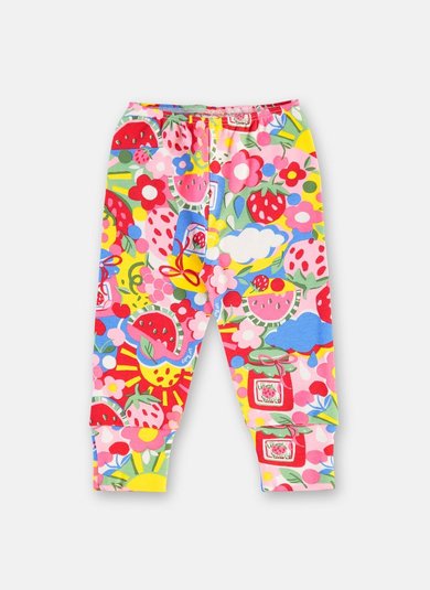 Calça Bebê Menina em Suedine com Pés Reversíveis Multicolor