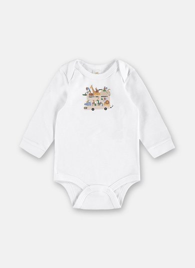 Body para Bebê Menino Suedine Premium Estampado Branco