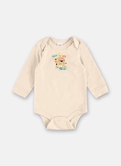 Body para Bebê Menino Suedine Premium Estampado Bege