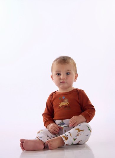 Conjunto Body Manga Longa e Calça Bebê Menino Marrom