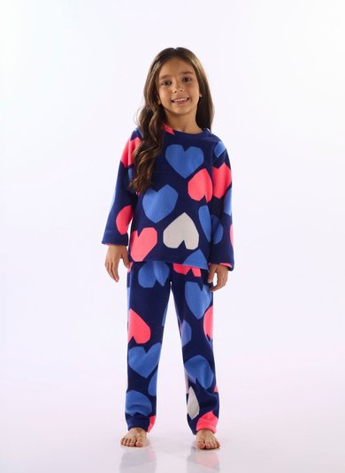Pijama Infantil Unissex em Poliéster Estampado Azul