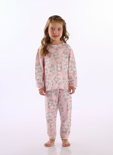 Pijama Unissex Infantil Estampado Rosa Claro