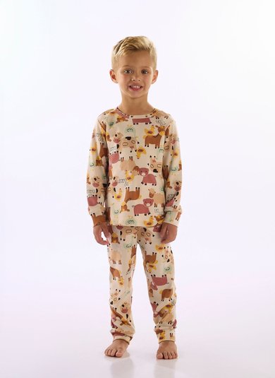 Pijama Unissex Infantil Estampado Bege
