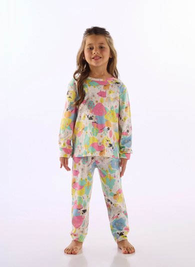 Pijama Unissex Infantil Estampado Off White