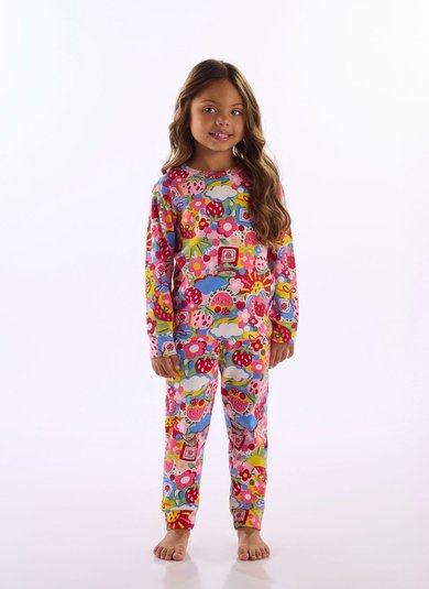 Pijama Unissex Infantil Estampado Rosa