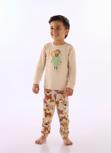 Pijama Unissex Infantil Suedine Bege