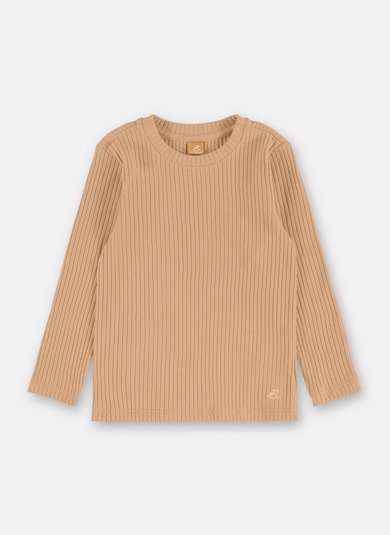 Blusa Confortável Infantil Feminina Manga Longa Bege