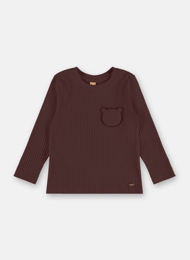 Blusa Infantil Feminina em Ribana Canelada Marrom