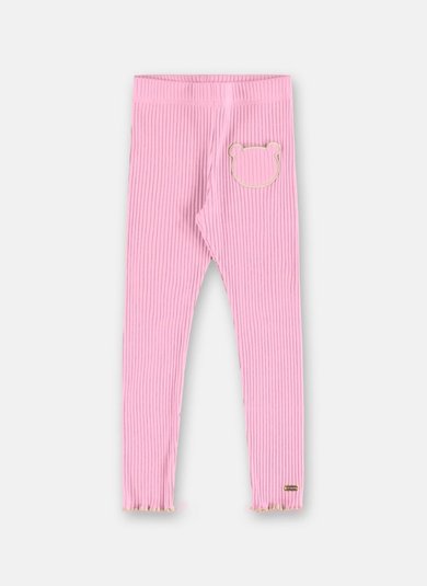 Calça Infantil Feminina em Ribana Canelada Rosa
