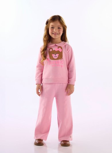 Conjunto Infantil Feminino Estampa Ursinho Rosa