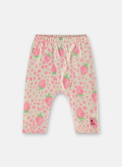 Calça para Bebê Menina em Malha Peluciada Off White