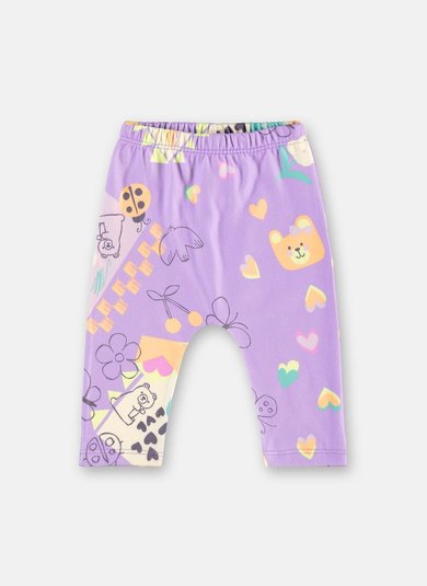 Calça para Bebê Menina em Malha Peluciada Roxo