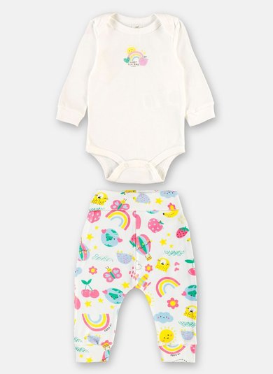 Conjunto em Suedine Essentials para Bebê com Body e Calça Amarelo