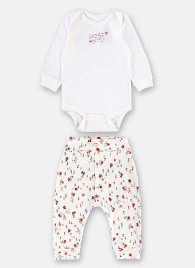 Conjunto em Suedine Essentials para Bebê com Body e Calça Off White