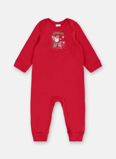Macacão Essentials Bebê em Suedine Premium Vermelho