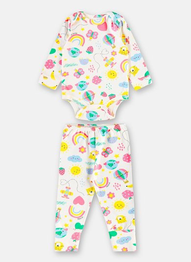 Conjunto Essentials em Suedine para Bebê com Body e Calça Amarelo