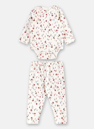 Conjunto Essentials em Suedine para Bebê com Body e Calça Branco