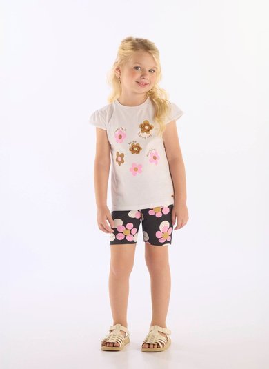 Conjunto Infantil Blusa e Bermuda Branco